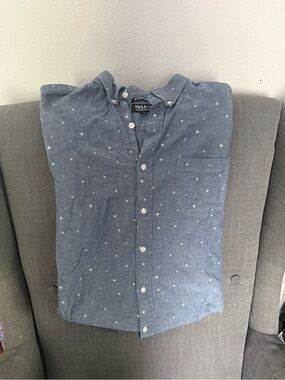 Blue Star-Print Men's Button-Up Shirt
